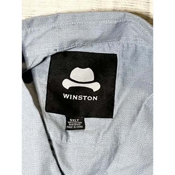 Winston Shirt Men’s 5XLT Tall Blue Long Sleeve Button‎ Down - Picture 3 of 5